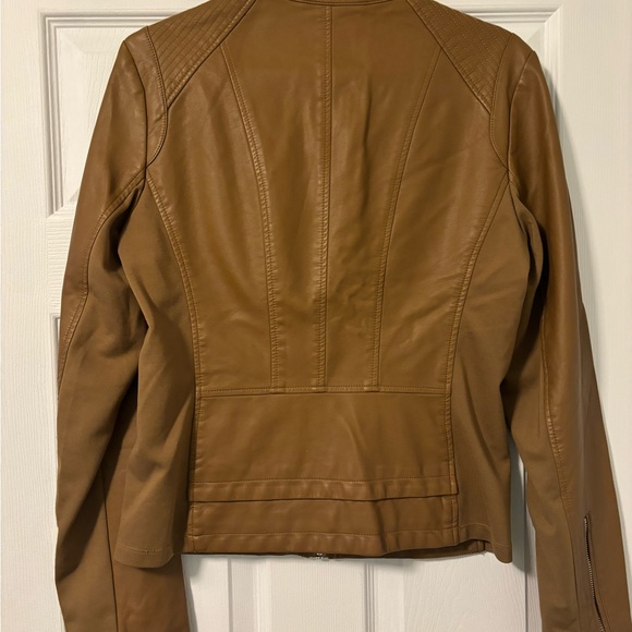 small brown zip up leather jacket from express - Picture 7 of 7